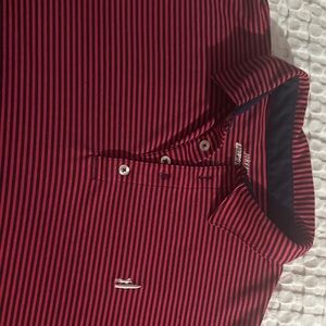 Dockers Red and Black Striped Polo Shirt